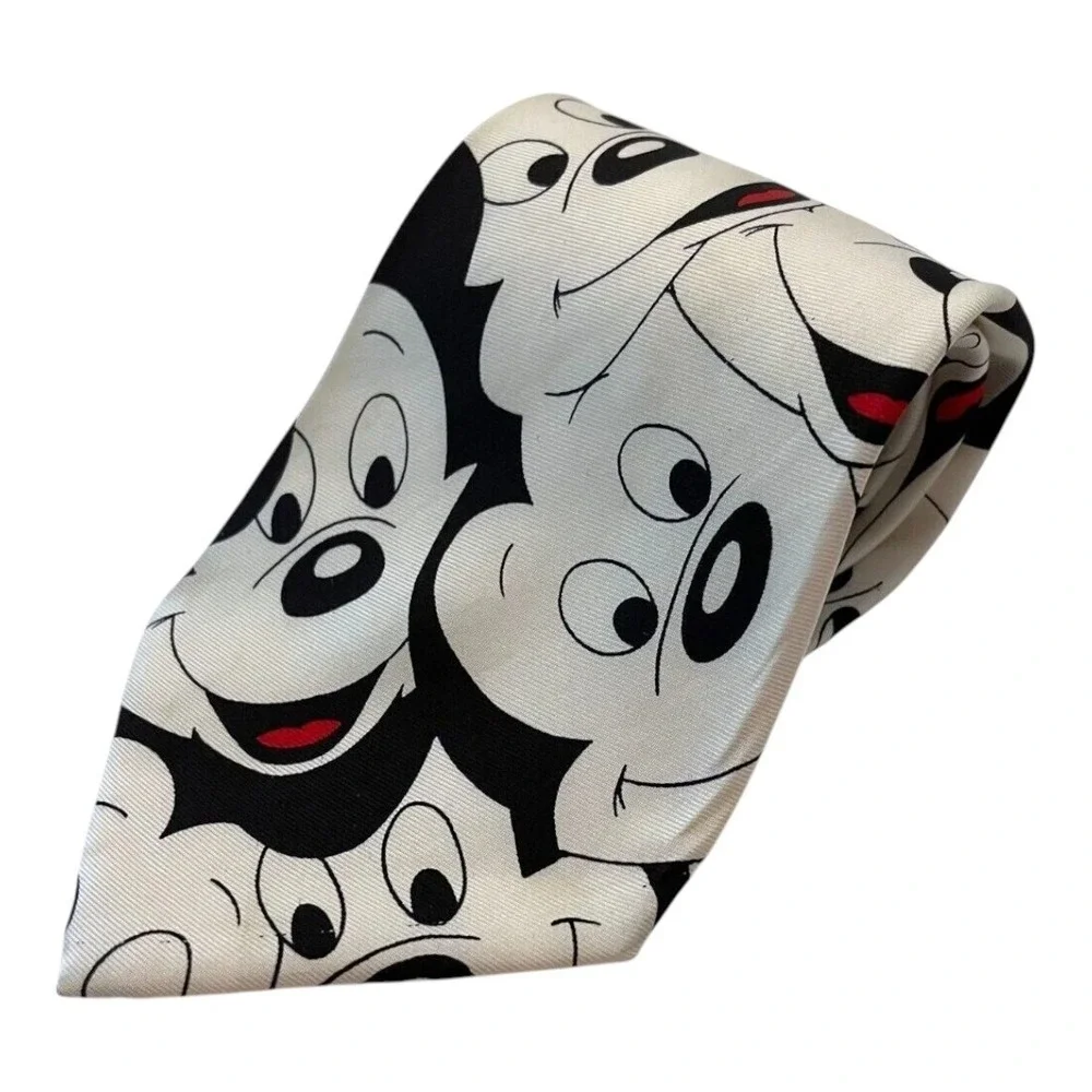 Balancine The Tie Works Disney Mens Classic Mickey Mouse Neck Tie White Silk